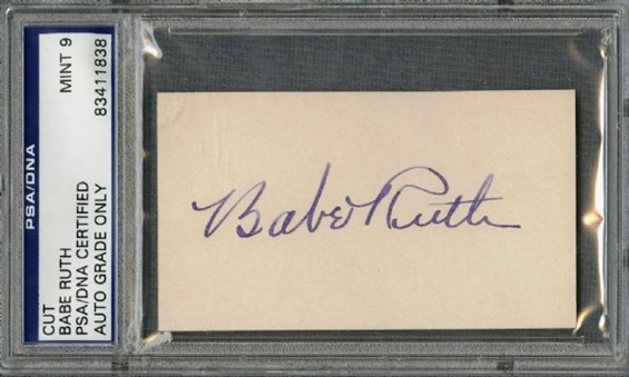 Exceptional Babe Ruth Signed Cut PSA/DNA MINT 9